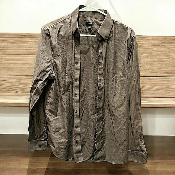 Express men’s button up MEDIUM BROWN - Picture 1 of 4